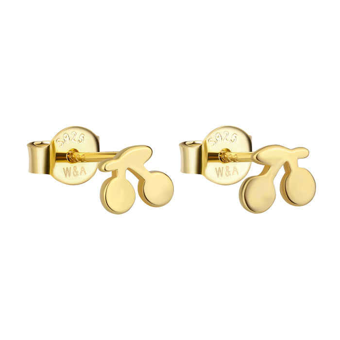 Cherry stud earrings gold plated