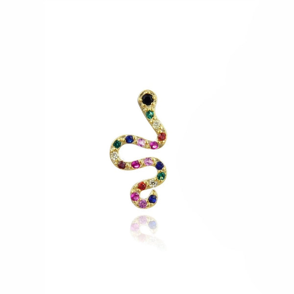 Colorful snake øreringe guldbelagt
